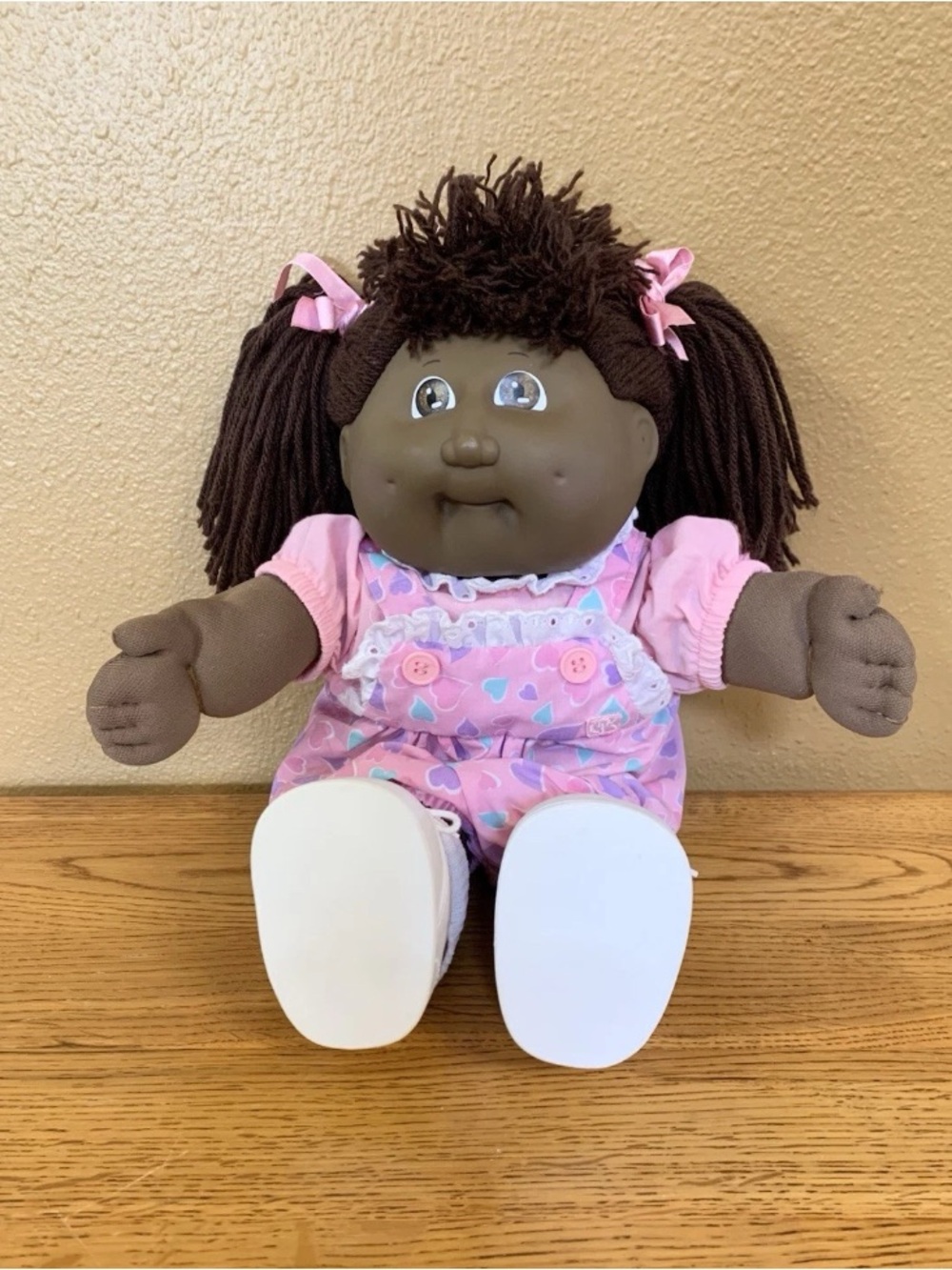 Vintage Cabbage Patch Kids Toddler Doll AA Girl In Pink Heart Romper Outfit